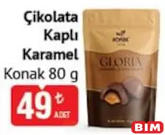 KONAK ÇİKOLATA KAPLI KARAMEL 80 G fiyat ve kampanya bilgisi